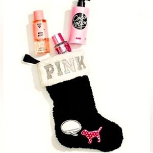 Victoria's Secret PINK Nation Black Chrismas Stocking.